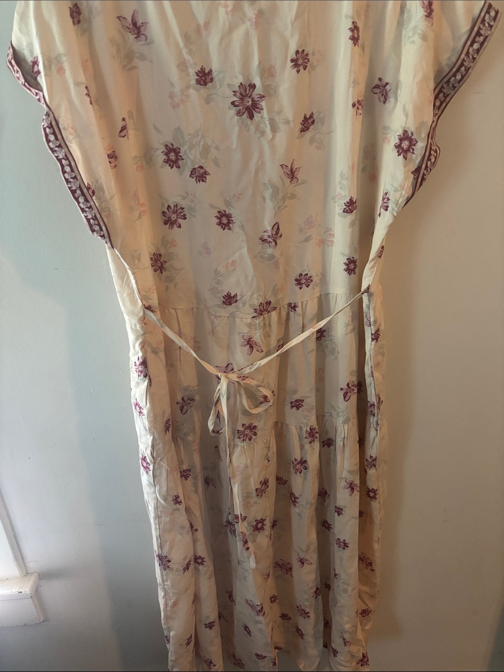 Lucky Brand Boho Floral Tiered Split Neck Midi Dress Size XL - Picture 8 of 11